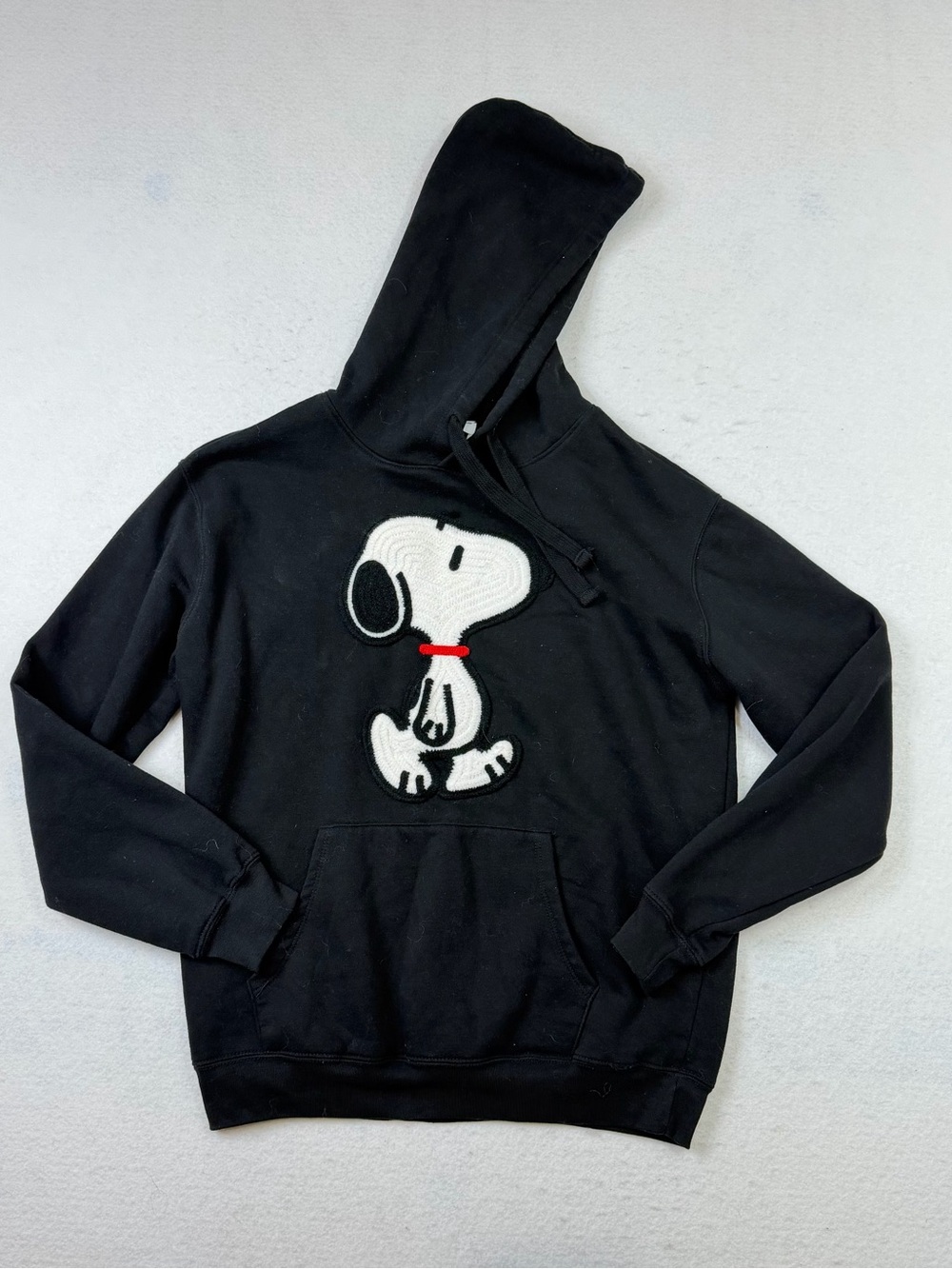 Snoopy Hoodie Sweatshirt Embroidered Licensed Peanuts Women's Black Size M